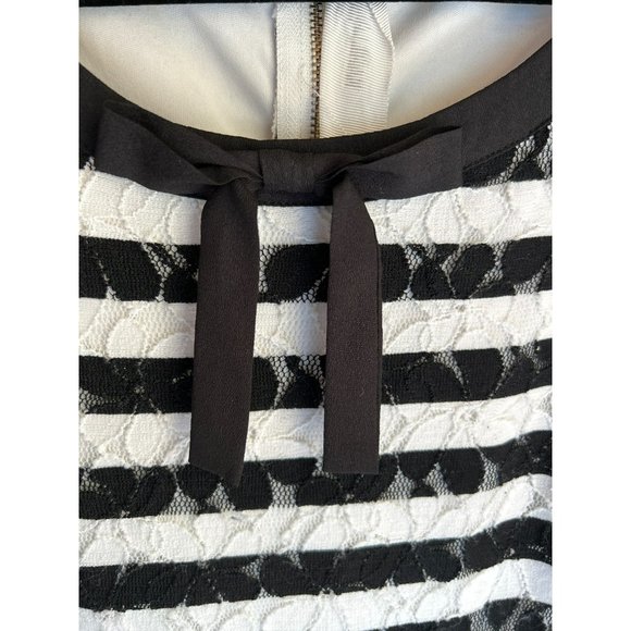 Karl Lagerfeld Paris Women's Black White Striped Dress Size 6 Short Sleeve Flora - Picture 5 of 10